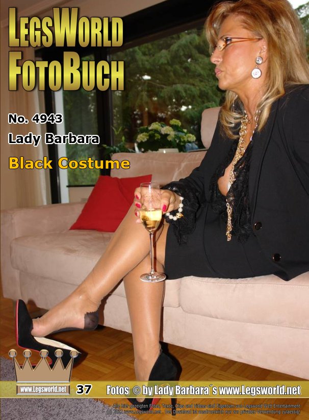 Ebook: 4943 - Lady Barbara
Black Costume
In a tight black suit and black suede pumps with red sole, I pay a visit to my slave and check his apartment, if everything is clean and tidy. This time, he was saved by the bell. And so I can still on the sofa relax comfortable and take a glass of champagne. I am dangling with the pumps on my toes, a thing that makes the slaves of course hot. But I dont let him on my feet this time, he can jerk his little penis himself, when I´m gone.