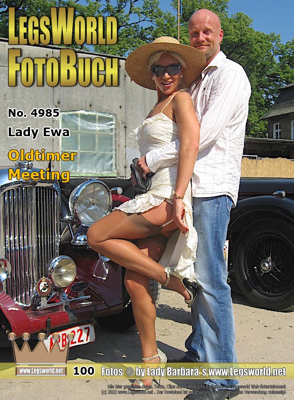 Ebook: 4985 - Lady Ewa
Oldtimer Meeting
In a sheer long dress, high-heeled sandals and a straw hat, Lady Ewa goes in an old BMW sidecar to a vintage car event in the Rhineland. It is indeed hot, but the Lady bears ultra-sheer graphite nylon stockings. Almost everyone secretly turns around after the hot, Polish mare. Well, the own wife should not notice it of course.
