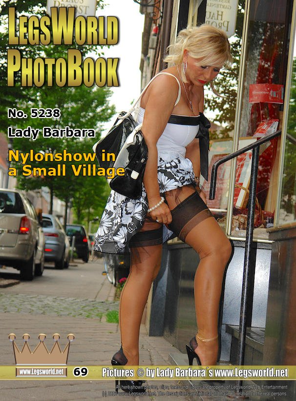 Ebook: 5238 - Lady Barbara
Nylonshow in a Small Village
On my way to a member I make a break in a small town in the Rhine area and stroll around. Im wearing a summer dress in the style of the 50s, a pair of sheer nylon stockings with seam and black, 15 cm high heeled mules. In between I have to fix even the suspenders, what probably felt some people as strange. Some guys at a pub thought I would come in and celebrate with them.