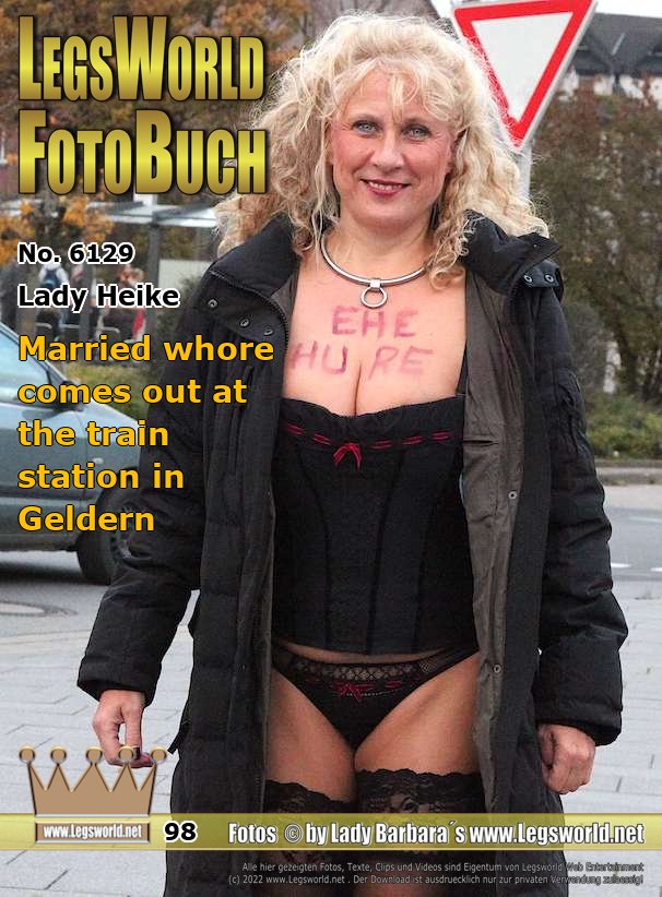 Ebook: 6129 - Lady Heike
Married whore comes out at the train station in Geldern
Heike gets the inscription Ehehure on her cleavage at the train station in Geldern. There the blonde had to go again up and down and wait for a member. She wears a corsage, hold-up nylons and pumps. Heike has to keep her coat open every now and then so that everyone can see what the blonde has written on her chest. In fact, she is approached by a strong guy that Heike takes with her to her fuck apartment at the train station.