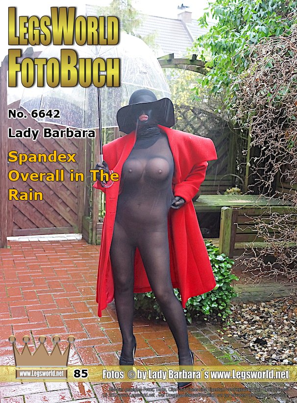 Ebook: 6642 - Lady Barbara
Spandex Overall in The Rain
In a transparent spandex suit under my coat and with a black mask and hat, I pose in the rain with a transparent umbrella. My thick balls are tied under the spandex and protrude nicely as bulging balls with permanent hard nipples. I wonder whether I should walk through Krefeld in the rain in this dress or rather walk over a parking lot in the evening.