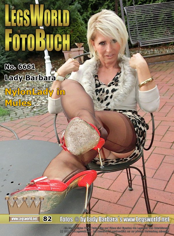 Ebook: 6661 - Lady Barbara
NylonLady in Mules
Before nylon fucker Gerald comes to visit me at home today, my photographer quickly had taken a few photos for you from my (as he said) unused feet which are in sheer, brown seamed nylons and in red mules. Because soon the horny guy will fall on my toes like someone dying of thirst. And after he first has grabbed my pussy under my miniskirt and then sucked in the scent of my stinky feet, I know: hell really fuck my legs and feet again. Thats just how he is, Gerald from Mainz.