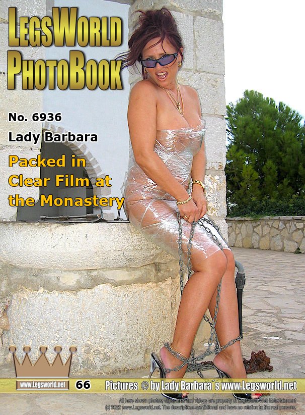 Ebook: 6936 - Lady Barbara
Packed in Clear Film at the Monastery
During this photo action, I was packed in thin transparent film here in Spain.The weather was nice when I were stark naked posing in front of an old monastery. I was only allowed to wear my 14 cm high heeled, black mules and my golden jewelry. After all, I should look classy. At times I was also put in chains. But in the end I was able to free myself and I ripped the entire foil off my body.