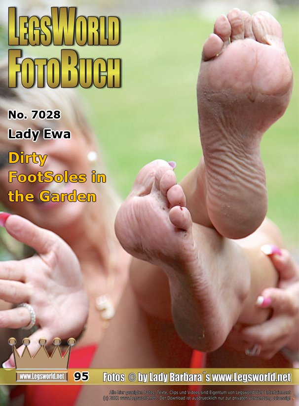 Ebook: 7028 - Lady Ewa
Dirty FootSoles in the Garden
It had rained heavily just before. After Lady Ewa walked barefoot through the garden only in a tight sexy dress, she shows you her dirty bare soles. While she holds her soles in the camera and spreads her shaved pussy with her long fingernails, some of them probably don