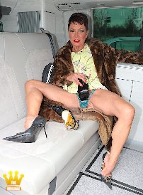 Lady Yolanda : Yolanda has always been horny for me and my heels and she likes to wear my shoes too. When she was sitting in the back of the VW Bully in a fur coat after an outdoor shoot, she grabbed a pair of sling pumps from me and rubbed her clit with the tip of the shoe. Again and again she pulled the pointy shoetip through her labia and masturbated. In between she sucked the tips of the shoes as if she had a dick in her mouth. Thanks to PeterLW for the hot heels.
