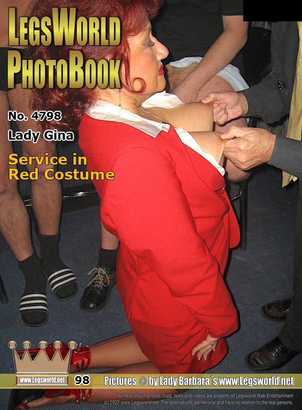 Ebook: 4798 - Lady Gina
Service in Red Costume
After an old dominus had stretched Gina´s nipples, she served her members with her mouth in the porn club. Wearing a red elegant costume, seamed sheer nylins and red sandals she was kneeling in front of the men, she took each cock in her mouth and swallowed their sperm.