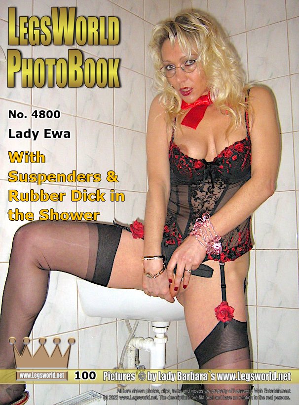 Ebook: 4800 - Lady Ewa
With Suspenders & Rubber Dick in the Shower
Ewa - today in sexy Lingerie- enjoys herself in the bathroom with a dildo and her sandal. Here, the hot, blonde Polish wears a sexy lace corsage and sheer nylons. The dildo is actually a StrapOn, but she pushes it into in her pussy and the high-heeled sandal at the butt hole. Everything, after she sucked the StrapOn-Dildo wet. Where was he in before?
