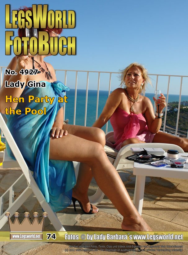 Ebook: 4927 - Lady Gina
Hen Party at the Pool
Lady Gina is visiting me in Spain for a week. In airy summer dresses and 16 cm high heels, we