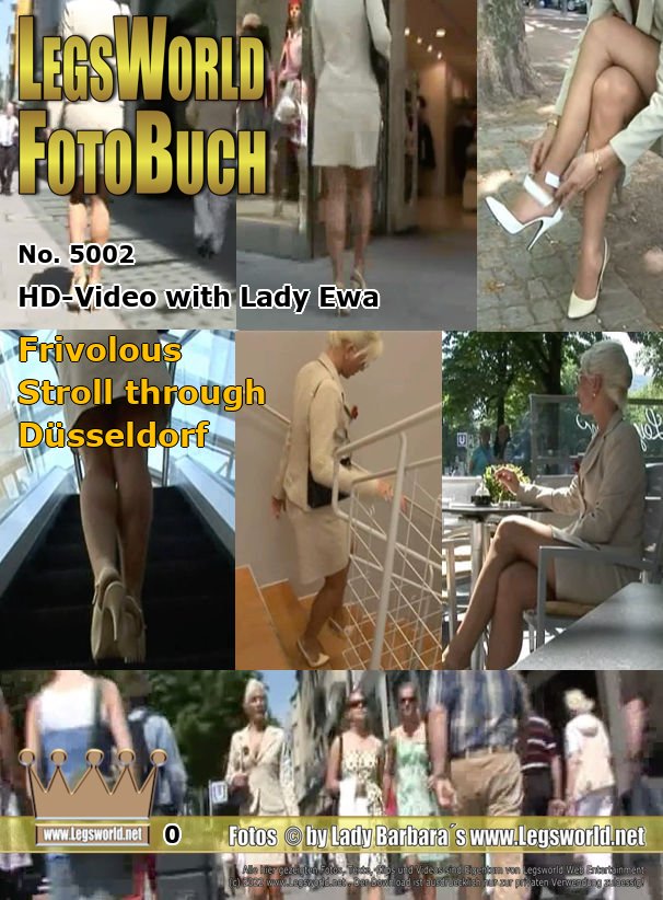 Ebook: 5002 - HD-Video with Lady Ewa
Frivolous Stroll through Düsseldorf
In an elegant beige costume, ultra-sheer, skin-colored nylons with seam and high-heeled pumps, Lady Ewa walked in this 18-minute video, frivolous through the city of Düsseldorf. On a bench the sexy Polish changed shoes and of course, she visited a shoe shop.