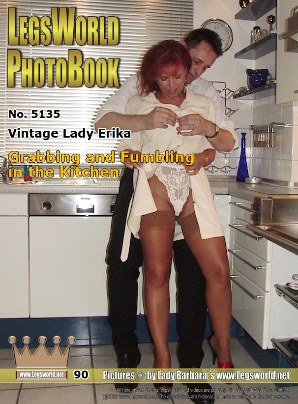 Ebook: 5135 - Lady Erika
Grabbing and Fumbling in the Kitchen
In this series you can see my adventures as Lady Erika from the years 1999 and 2000, which had never posted on Legsworld. Today, a former member visited me at home in Krefeld, Germany. First he undressed me half in the kitchen and groped my body. After he has rubbed his prick  on my buttocks, I gave him a blow job in the living room.