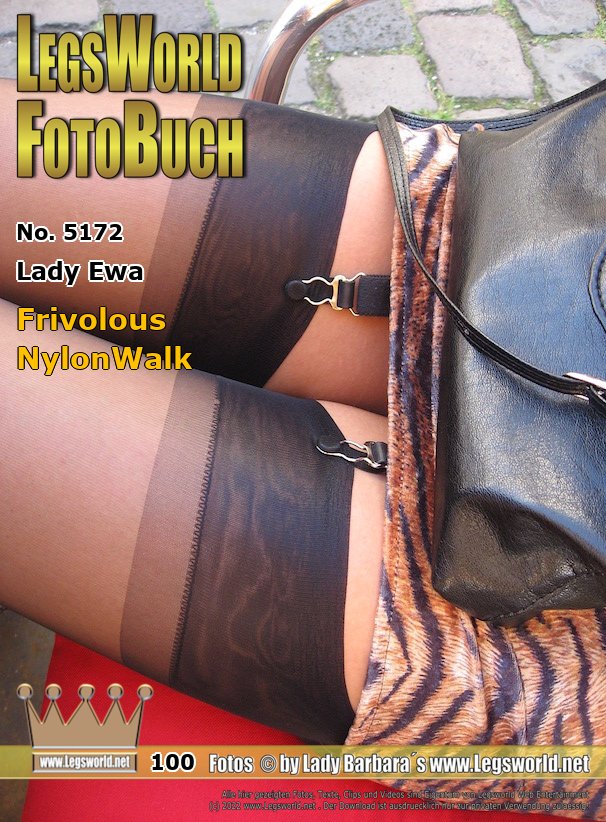 Ebook: 5172 - Lady Ewa
Frivolous NylonWalk
Lady Ewa is walking in Duesseldorf downtown and at the Rine Promenade. Over her ultra sheer seamed nylons the hot Polish is wearing a too short summerdress, so everybody can see the straps of her garterbelt and the tops of her nylons.
