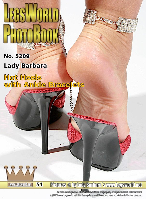 Ebook: 5209 - Lady Barbara
Hot Heels with Ankle Bracelets
Today you see close-ups of my sexy feet in various mules from behind and with an ankle bracelet on each foot. Beautiful views of my heels and soles. Look between foot and shoe sole and imagine you push your cock into it ...