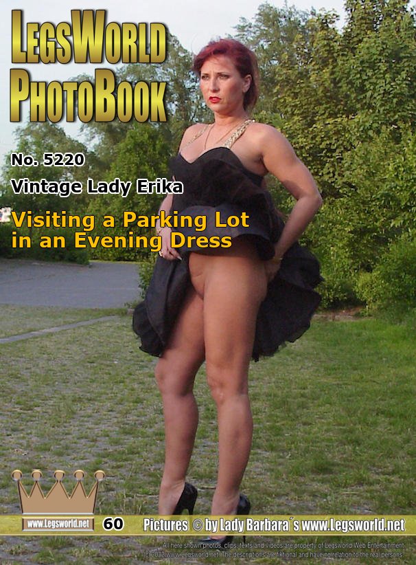 Ebook: 5220 - Lady Erika
Visiting a Parking Lot in an Evening Dress
In this series you see how all began. See my adventures as redhead Lady Erika from the years 1999 and 2000 which were never posted on Legsworld before. Today Im am at the Elfrather lake in Krefeld in a short evening dress. First I wait in a parking lot for wankers, then I pose before a hay wagon.