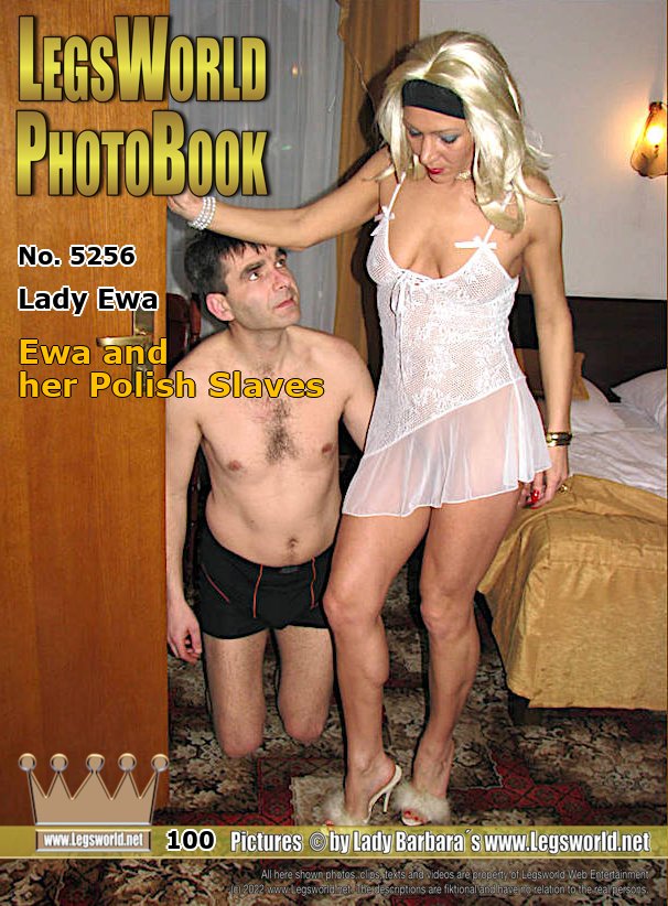 Ebook: 5256 - Lady Ewa
Ewa and her Polish Slaves
1) In this photoshooting Lady Ewa undresses before her slave, whose eyes were blindfolded with nylons. She does not show us only her ultra-sheer sexy nalonpantyhose. After the slave had extensively spoiled the nylons feet of the Polish, she let him fuck her wet pussy.<br>2) He must ly before her bed as a dog and can use her house slippers as a pillow. When she wakes up, he must first suck her toes and lick out her butt. Then, the House slave has to serve the Lady with his tongue, and accompany her in the bath... A great job, or?