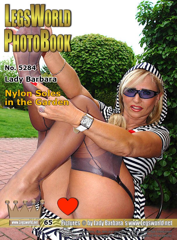 Ebook: 5284 - Lady Barbara
Nylon Soles in the Garden
Today I show you my stinky foot soles in ultra sheer seamed nylons in the garden. To this, I wear a black and white hooded dress without panties. The dress is so short that you can see my bald shaved cunt on many photos. I hope, that the old neighbor over did see nothing.