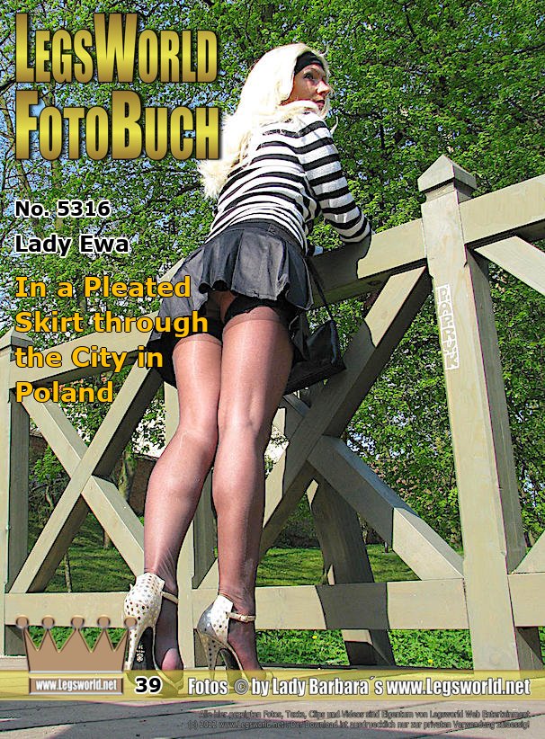 Ebook: 5316 - Lady Ewa
In a Pleated Skirt through the City in Poland
In a short, black pleated skirt and sheer black nylon stockings, Lady Ewa makes a stroll through a small town in Poland. She wears high heeled sandals on her feet and when she bends, everybody can look under her short skirt. What is the hot Polish probably wearing under the skirt?