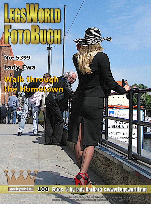 Ebook: 5399 - Lady Ewa
Walk through the Hometown
Lady Ewa is back home in Poland and takes a walk through her town, sexy dressed. <br>1.)She wears a sheer, beige knit costume, which offers good views to her luscious buttocks for each City wanker who follows the hottie. Her legs are in sheer nylons and she has 15cm-high slippers on her feet.<br>2.) Sheis walking in an elegant black costume, seamed nylons, 13cm high heeled slingpumps and a black and white summerhat on her head, through Krakau. While she is walking, the guys are always staring on her long legs and on her sexy butt.