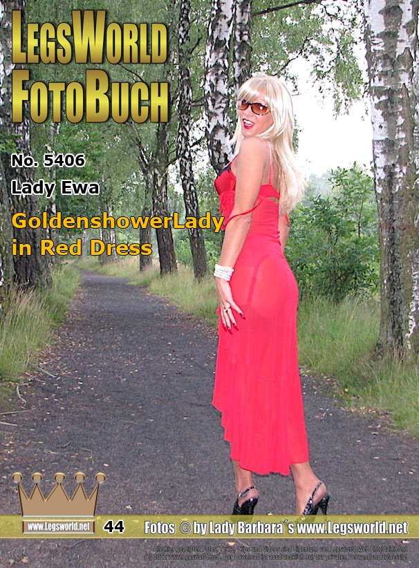 Ebook: 5406 - Lady Ewa
GoldenshowerLady in Red Dress
On a forest path, the blonde Ewa is in high-heeled Slingpumps on the way. Under her red evening dress, the blonde Polish mare only wears sheer nylons and red sexy lingerie. When she hears rustling in the bushes, she pulls up her long dress and shows her wet fuck-hole. Then she squats to pee on the forest path. In the end, she takes off her red dress and pulls apart her buttocks towards the camera.