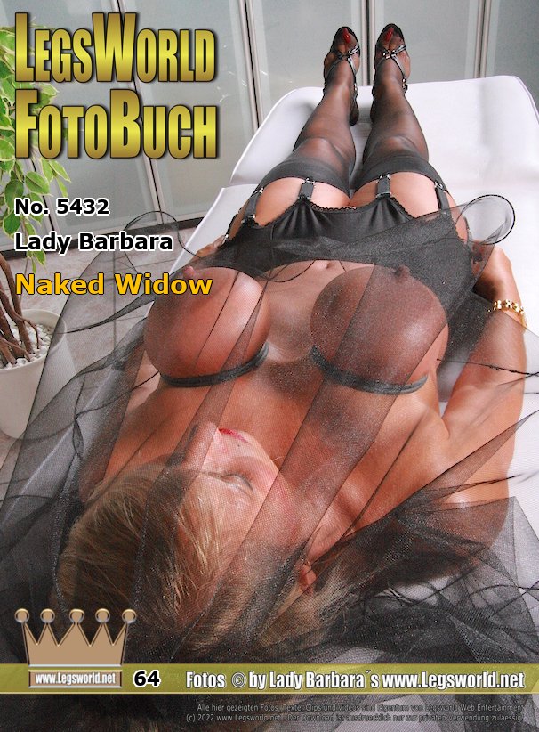 Ebook: 5432 - Lady Barbara
Naked Widow
Today I received the order of the members of Babsi´s Wixclub to pose in widow viel. With tight bound boobs and oly with a widows veil, garterbelt, sheer stockings and high-heeled patent sandals, I was shown on my treatment table ready for review. On special Wixclub parties you can see me on a screen  in that way, but with Dim light.