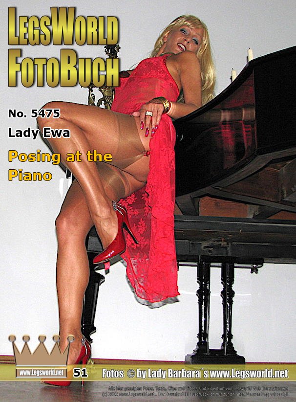 Ebook: 5475 - Lady Ewa
Posing at the Piano
The dream of every pianoman: A racy Lady is posing in a red evening dress and ultra sheer nylonstockings on his precious piano. Today the Polish Lady sometimes lifts her sheer red dress up so that her sexy red suspenders are visible and at the end she shows, how she pushes a small vibrator into her bald shaved cunt until she gets an orgasm.