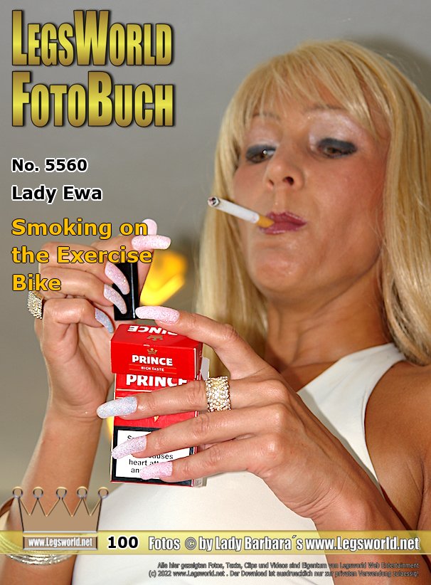 Ebook: 5560 - Lady Ewa
Smoking on the Exercise Bike
If she does not tan the half day on the sunbed at the pool, Lady Ewa trains in Spain every day on the exercise bike to form her butt and legs for the photos. Of course, the Polish Blondynka also likes a beer here and there while her training and smokes one cigarette at a time. Whether the beers care for the pounds in the right places? But smoking is known to make slim, right?