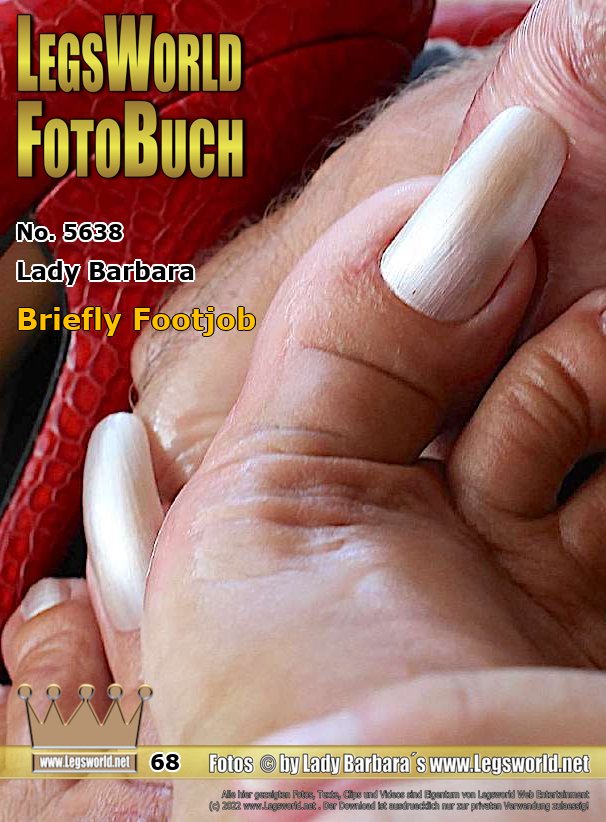 Ebook: 5638 - Lady Barbara
Briefly Footjob
Member Juan from Spain is hot on suntanned feet. He talked to me in my place on the street because of my long toenails and persuaded me to take a glass of Sangria with him in the next bar. After the third glass I agreed then that he should get to feel my silver-painted toes with the long claws at least briefly on his hot cock. It did not take long and he was already jerking.