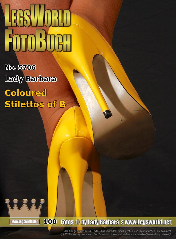 Ebook: 5706 - Lady Barbara
Coloured Stilettos of B
Here I present you in sheer nylonstockings and with red polished toe claws some of my colored, toe open shoe collection. If you want to buy very specific shoes, then send me an email with a photo of the shoes. I would like to change soon to exclusive shoes with 12cm heels and sell the 15 + 16cm high heeled shoes. Also shoes that are not shown under USED STILETTOS.