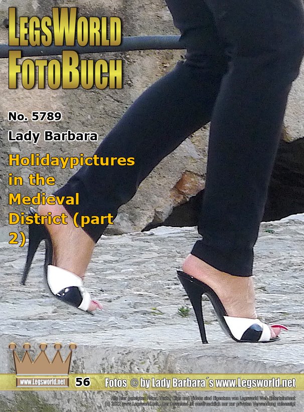 Ebook: 5789 - Lady Barbara
Holidaypictures in the Medieval District (part 2)
Here you can see how I walk in 15 cm high-heeled mules in Spain through the old medieval town. On the old cobblestones this is not always easy in these super high heels. You have to balance to avoid bending over with your feet. A member has captured my walk with his camera. Here you see part 2 with closeups.