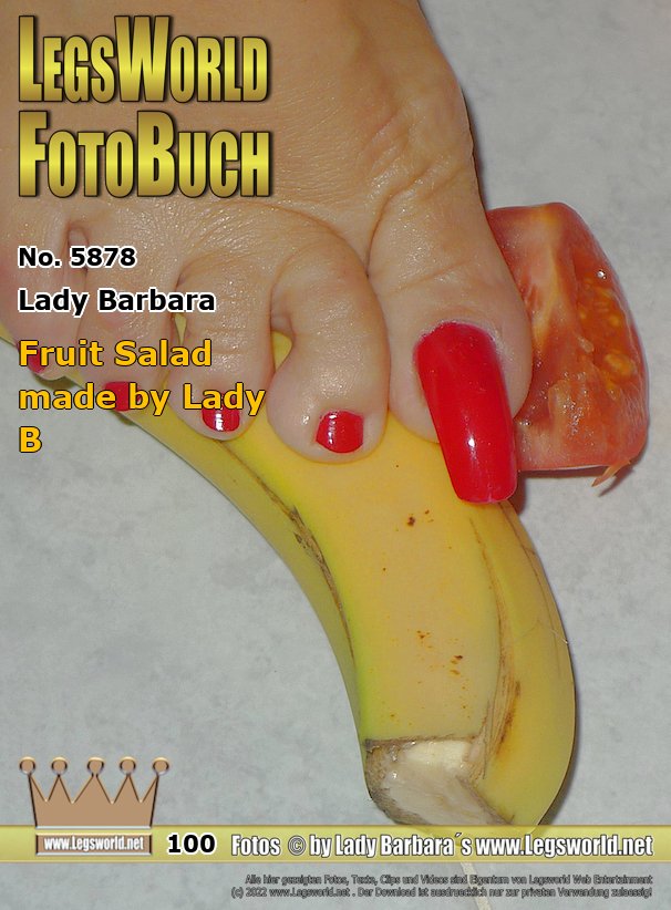 Ebook: 5878 - Lady Barbara
Fruit Salad made by Lady B
Maybe you can get such fruit salad sometimes at one of my parties. This time it got my neighbor in Spain, whoproved to be a secret fan of such things. Would you also get your very special fruit pulp made by me? Banana mousse that was squeezed out between my toes or orange juice that was squeezed out by my toes?