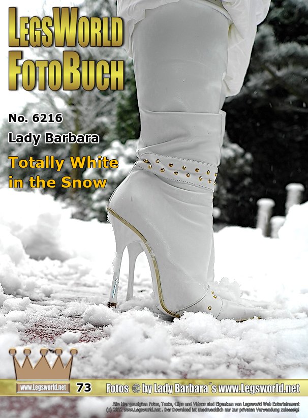 Ebook: 6216 - Lady Barbara
Totally White in the Snow
Here you can see me in the snow-covered garden all in white in a ski suit and white boots. I also wear a turquoise headband and gloves as well as turquoise chest elastics around my bare breasts. I left the jacket open so that you can see my tied boobs clearly. Should I be dressed like that to clear snow from your garden too?