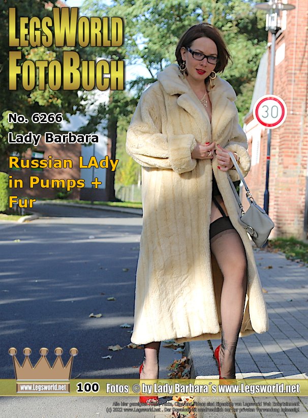 Ebook: 6266 - Lady Barbara
Russian LAdy in Pumps + Fur
Lady Valerie was just in the appartment of a member for Easter-visit. Now, the hot Russian is back on the way to the bus stop. She likes it to walk in hot lingerie under her coat on the streets and sometimes to show what she weras under. But beeing yet elegant with closed fur is important for her. Only the 16cm high heels make her some problems. But practice makes perfect. And so VAlerie is tottering bravely the 500 meters to the bus.