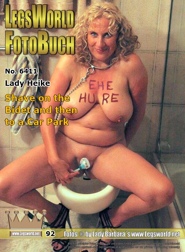 Ebook: 6411 - Lady Heike
Shave on the Bidet and then to a Car Park
After she not only brushed her teeth with an electric toothbrush, but above polished her clitoris with it, the blond, curly haired Heike shaves her vaginal hair correctly on the bidet at home. Everything has to be bare! Then she is allowed to serve her master with her mouth, as it should be for an obedient country slave. Then, as so often, she wants to be brought somewhere to a parking lot where complete strangers can to use the naked slut.