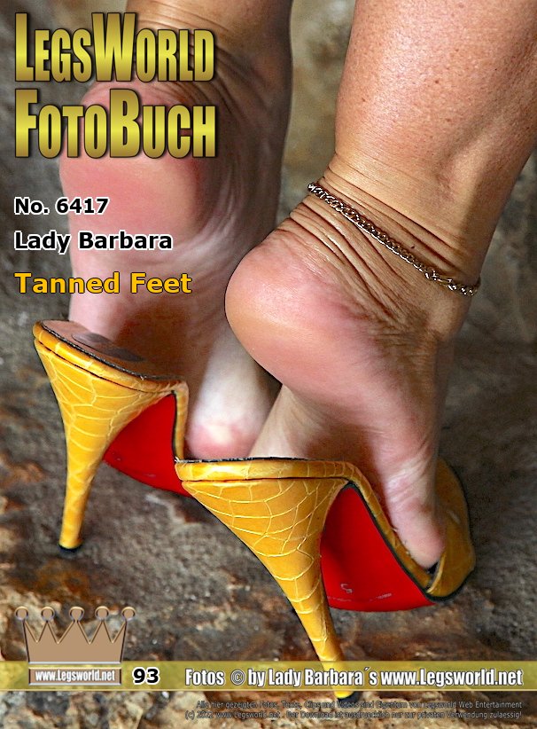 Ebook: 6417 - Lady Barbara
Tanned Feet
Since I live in Spain, my feet are always very rapidly tanned, as soon as I wear open shoes. Only the soles remain white. Here you see my tanned heels in various high heeled mules. Hope you jerk off into my mules pussy , but before I want feel your big, hard dick on my footsoles Or would you like to sniff my stinky feet and my stinky mules, while I suck your hard balls empty?
