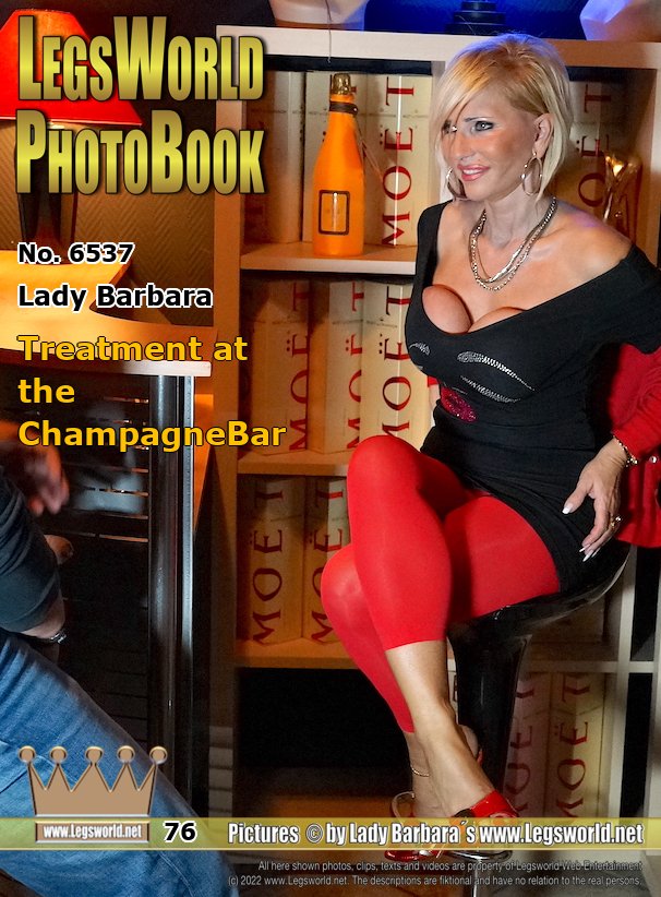 Ebook: 6537 - Lady Barbara
Treatment at the ChampagneBar
In the small champagne bar, the foot stallion tampered with my feet in the afternoon. First he smells my sweaty feet in the mules, then I can finally feel his big cock under my toes. After a short trampling action, he jerked the first full load of sperm on my bare red-painted toes. But as you know the stallion, there is more to come out of his big balls.
