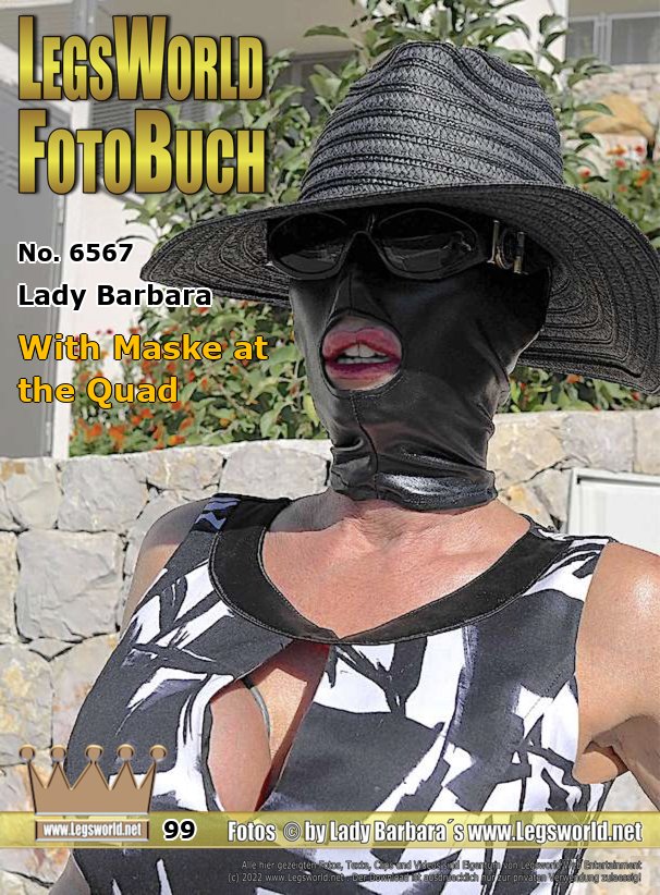 Ebook: 6567 - Lady Barbara
With Maske at the Quad
Its nice and warm during the day and so I pose in a settlement in Spain as a masked Lady with a hat in a black and white summer dress. Sitting on my quad, I take off my 16cm high black patent leather mules and present you my bare soles. I dont know what the people who saw me were thinking, but I bet someone was watching me. Maybe you see him.