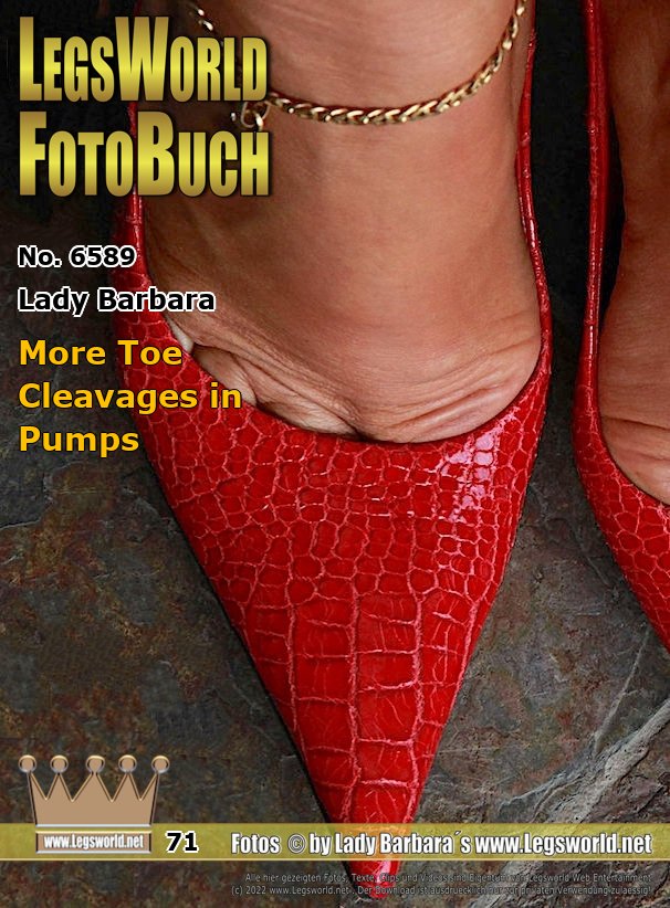 Ebook: 6589 - Lady Barbara
More Toe Cleavages in Pumps
Today Ill show you in close-ups the toe slits of my tanned feet in designer pumps. Imagine, my little office slave: You peel in front of my desk, I am sitting behind it in an elegant business suit and a pair of these pumps on my bare feet. Since you didnt do your work carefully yesterday, you have to go under my desk again. Come on and slide your tongue between my toe slits! Lick them clean ... until you understand whos the boss here.
