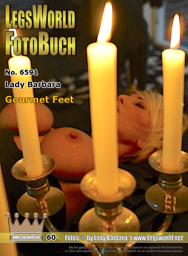 Ebook: 6591 - Lady Barbara
Gourmet Feet
When I came out of the cellar after a long evening of dancing in thin leggings, my husband put tight rubber rings around my breasts and I had to lie down on the dining table after several glasses of red wine. The three pairs of pumps that I wore alternately that evening with bare feet are also on the table. By candlelight, my husband offered one of the guests my very sweaty gourmet feet to smell and lick.