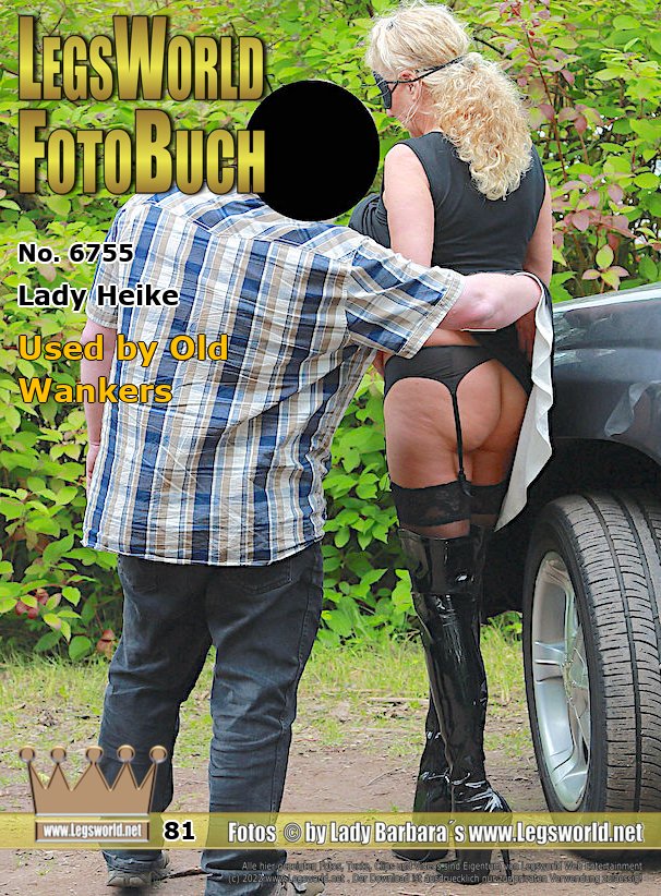 Ebook: 6755 - Lady Heike
Used by Old Wankers
After marriage-whore Heike had fired up the wankers with her bare ass cheeks in the parking lot at Kaarster See, two of them were allowed to come closer and let the big-titted blonde serve them with her mouth cunt. An old man got his cock sucked extensively and another did not only grop her big sagging tits but also rubbed his dickon her big buttocks. This is how the horny nymphomaniac feels good, as fair game on wanker places.