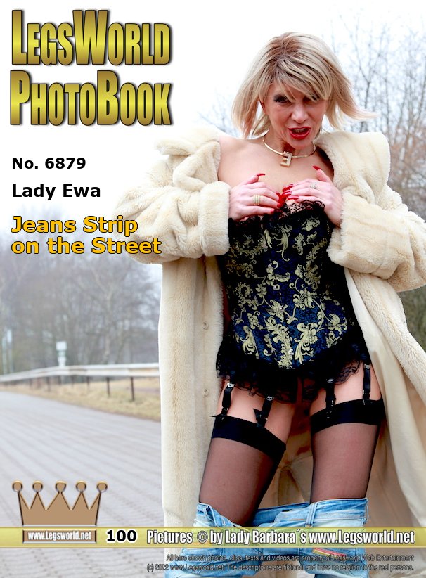 Ebook: 6879 - Lady Ewa
Jeans Strip on the Street
Lady Ewa has to let down her pants for a member at the wanker parking lot at Kaarster See today. The pretty Polish woman is dressed in bluejeans, black 14 cm high heeled sandals with very thin straps, nylon stockings on suspenders and a warm fur coat. The longer she stands there, the more she notices: Ouch, the straps on the shoes cut into my toes. Is that what member Ulf hiding in the car wanted to see?