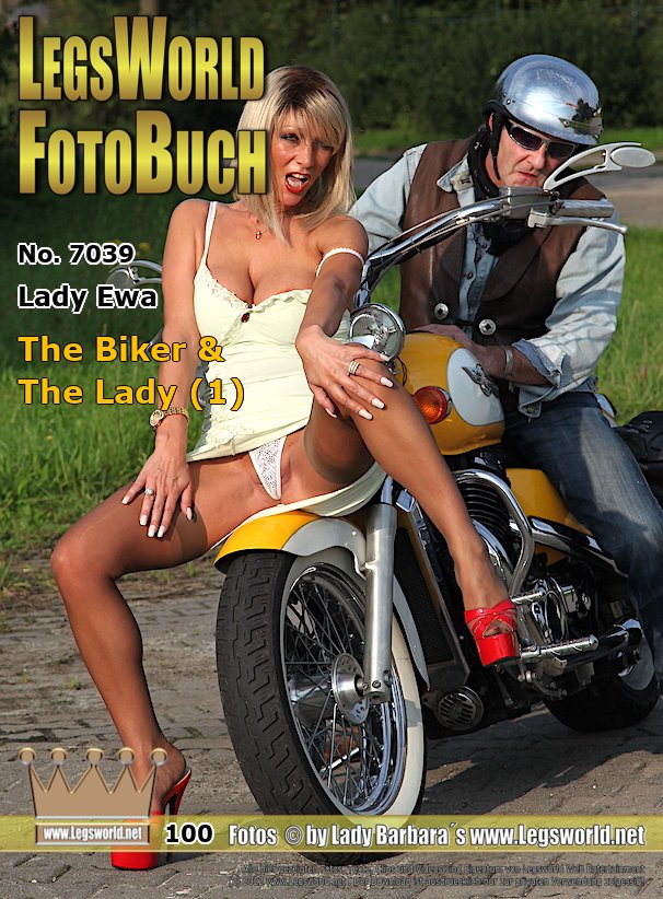Ebook: 7039 - Lady Ewa
The Biker & The Lady (1)
While the Lady is smoking a cigarette on a street in suspenders and high heels during a photo shoot, a biker drives up and stops. The guy in leather and jeans can