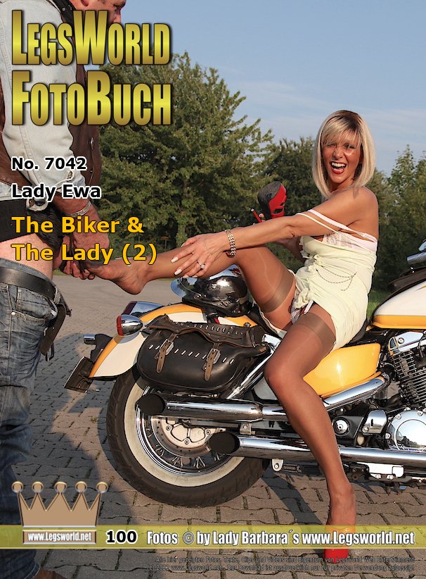 Ebook: 7042 - Lady Ewa
The Biker & The Lady (2)
While the Polish Lady has made herself comfortable on his yellow motorbike, she forces the hardcore biker onto the ground next to his bike und her feet and let him kiss and lick her nylon toes. While he smells and licks one foot, Ewa practices a nylon foot job with the other foot. At the end, the horny guy cums humbly on the blonde Lady