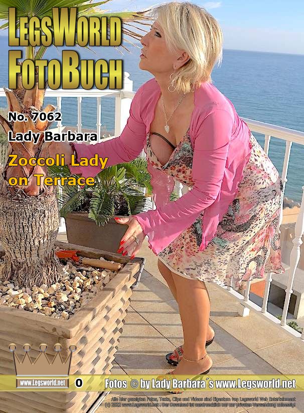 Ebook: 7062 - Lady Barbara
Zoccoli Lady on Terrace
Wearing wooden zoccolis with silky nylons is a pretty slippery thing. Today I show you how I look at the palm trees on the terrace in a thin summer dress with laced breasts. I