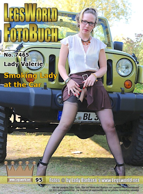 Ebook: 7465 - Lady Valerie
Smoking Lady at the Car
Valerie is posing today at Lake Kaarster near Neuss in a parking lot that is known in the area for its peeping Toms. In a brown pleated mini, sheer black nylons on suspenders and high 17cm patent pumps, the Russian woman is standing in front of my Jeep smoking and playing with my red mules. Sometimes she uses the things as ashtrays, sometimes she plays with the heels on her vagina. She doesn