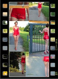HD-Video with Lady Valerie : Member Egon likes it when young foreign women dance to his tune. That is why Russian Valerie wears a red top, red hot pants and is walking around in 16 cm high mules at the Willich waterworks. Because there Egon can secretly observe her. As you can see, it is not that easy to heel off perfectly on 16cm high mules with a pencil heel. But see for yourself.