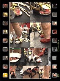 VintageMovie with Lady Barbara : Here you can see another 47-minute video from the L.E.G.S Vintage series: V26 toe show in sandals. In various 15-16 cm high heeled sandals and mules I present you my bare feet with bright red painted toenails indoors and outdoors at the end of the 1990s. In the midst of my (then still small) stiletto collection, I do a heels show or pose in leather lace-up trousers and 16cm high  mules on my motorbike.