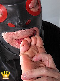 Lady Ewa : This masked member plays with sleeping Lady Ewas nylon feet and legs. He rubs his cock on the hot nylon soles and pushes his dick between the Ladys soles and mules. Then the horny guy cuts open the toes of the Polish Ladys nylon stockings to finally get to her bare feet. He greedily sticks his tongue into the sweaty toe slits and jerks.